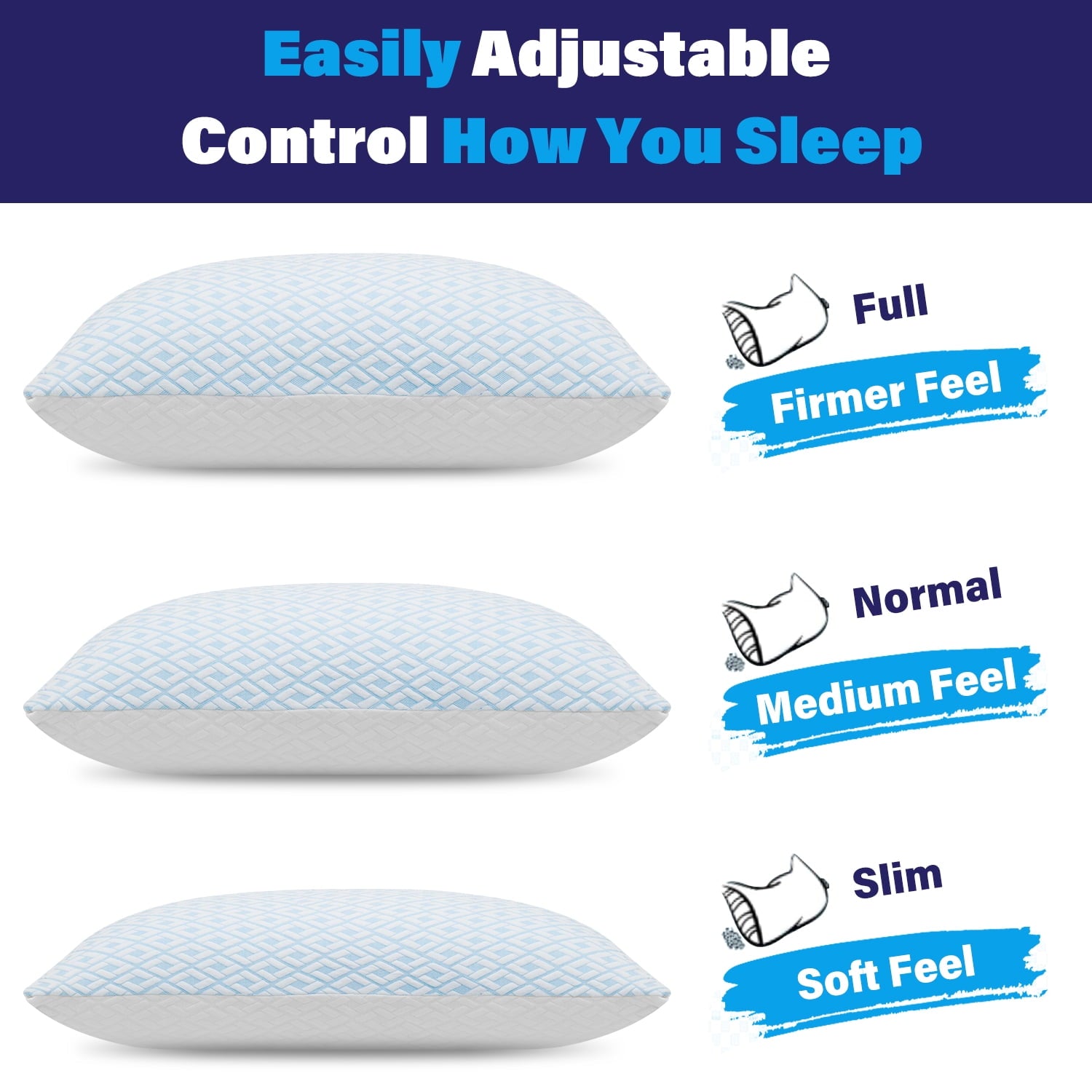 SORMAG Cooling Bed Pillows for Sleeping Shredded Memory Foam Pillows Queen Size Set of 2 Pack