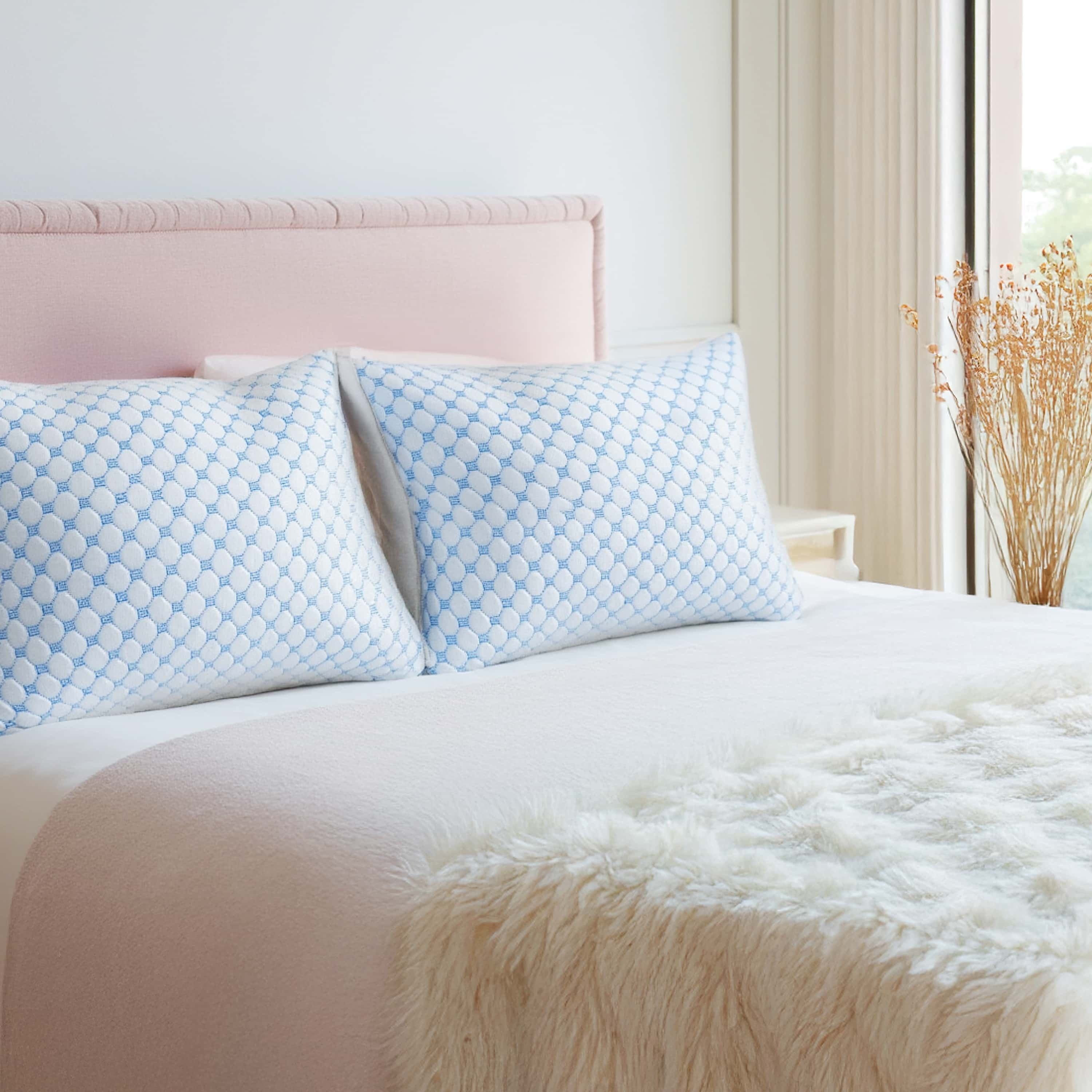 Virtu Temperature Queen Pillows Set of 2, Regulating and Adjustable Soft Memory Foam Cooling Bed Pillows Queen Size Pillows Set of 2, 20" X 30"